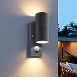 PIR Outdoor Wall Lights,IP65 Waterproof Up and Down Lights Outdoor with Motion Sensor,Aluminium Outside Wall Lights Mains Powered GU10,Exterior Wall Lamp for Front Door,Porch,Patio,Anthracite,1 Pack