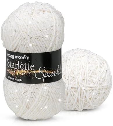 Mary Maxim Starlette Sparkle Yarn-White
