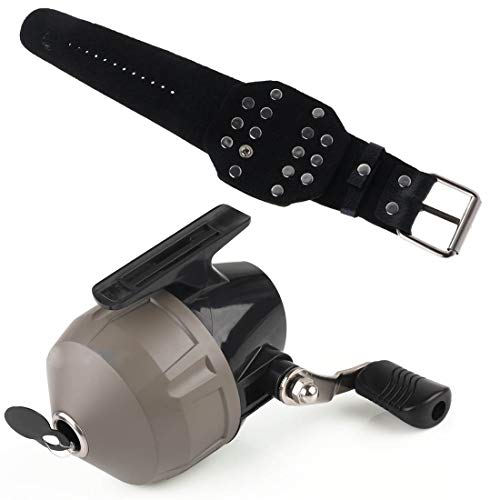IronBuddy Slingshot Fishing Kit, Fishing Wheel Reel/PU Wristband Wrist Guard Protector for Hunting