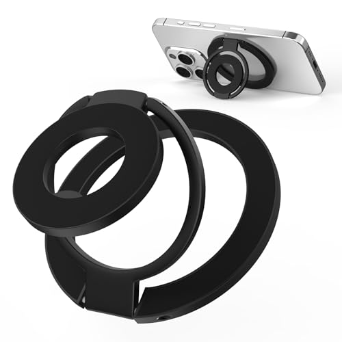 Support magnétique pour anneau de téléphone portable compatible avec MagSafe, support de doigt et support pour iPhone 17 16 15 14 13 12 Pro Max, anneau...