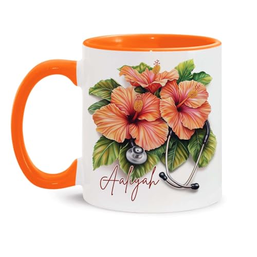Taza Cerámica con Flor Hibisco y Tema Médico 11oz miniatura 1