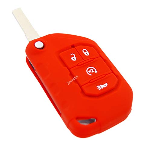 Image of Silicone Remote Key Fob Case Covers Protectors for Jeep Wrangler Rubicon 392 JL JLU Wagoneer Gladiator JT Flip Fold Remote