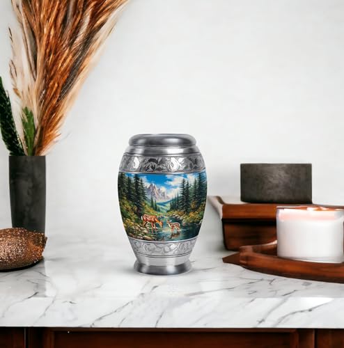 Image of Deer Urn Little Cremation Urns for Human Ashes Adult Man 3 Inch 2 Qty | Small Cremation Urn for Male Human Remains Urns
