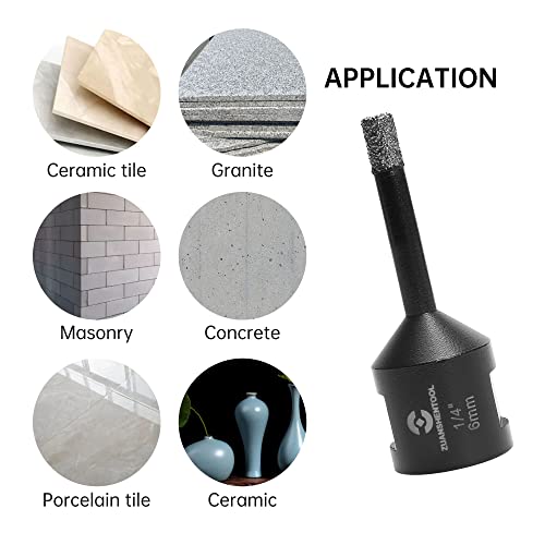 Diamond Core Drill Bits 1/4 Inch (06Mm) Tile Hole Saws With 5/8-11 Thread Dry Or Wet Drilling For Porcelain Ceramic Tile Granite Concrete Marble Stone Brick Vacuum Brazed Hole Saw #TOP2