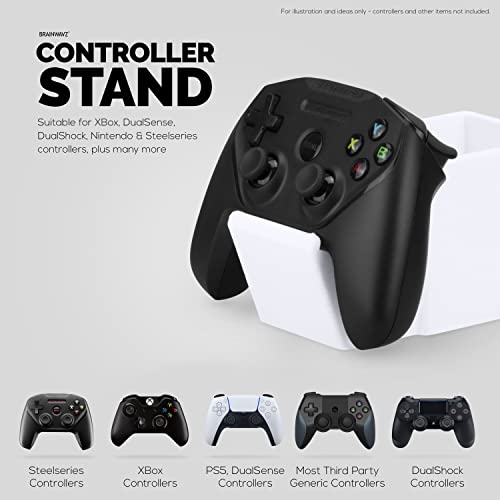 Image of Desk Organizer with Game Controller Holder, Tablet Stand for iPads /iPhones, TV Remote & Pen Storage, Reduce Desktop Clutter, Have All Your Side Table Items in One Space (White)