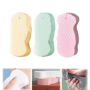 Bemarosa Sponge, Bemarosa Sponge for Skin, Korean Skin Scrubber Exfoliator Sponge, 3D Super Soft Exfoliating Bath Sponge, 3D Bath Sponge Shower Brush Reusable (3PCS)
