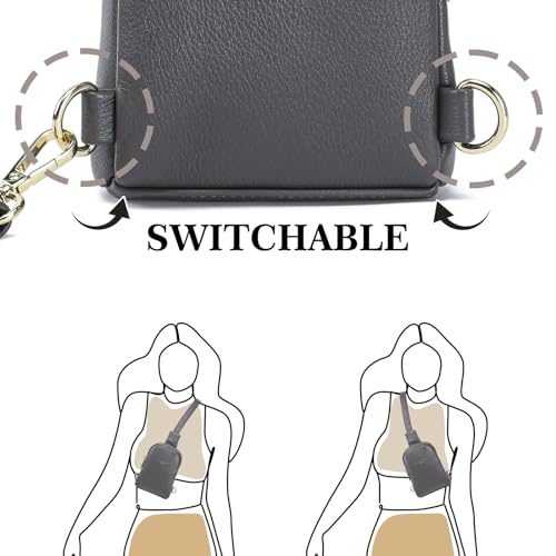 INICAT Travel Small Crossbody Sling Bags Women Vegan Leather Purses Fanny Packs Cross Body Bag Birthday Gifts, Gray, Small, Casual