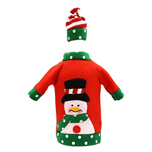 Ruiboury Weihnachtspullover, Weinflaschen-Stickerei, Champagnerflasche, Pullover, Hut-Set, Party-Dekoration Cover