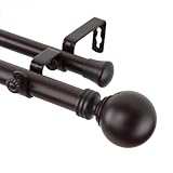 Rod Desyne 100-01-1606-D 1' Globe Double Curtain Rod, 160-240 inch, Mahogany