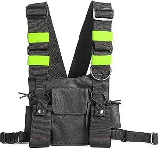 Kyrio Utility Chest Pack, Tactical Sports Chest Pack Vest For Phone Walkie Talkie, Hip Hop Bag Lightweight Running Pack For Workouts, EDC Chest Rig Pouch For Workouts, Cycling & Hiking (Green)