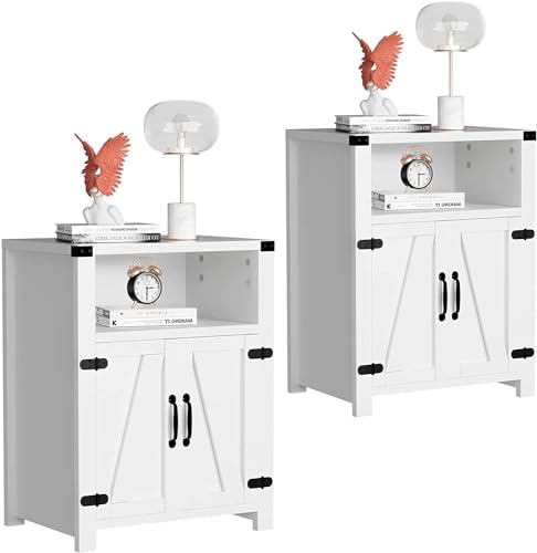 4 EVER WINNER White Nightstands Set of 2, White End
