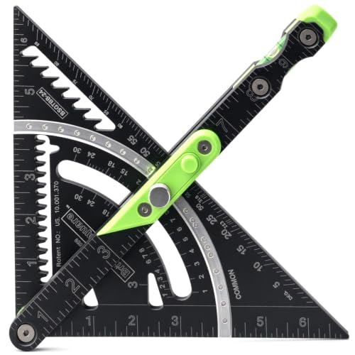 Britton Square Britton Square® 7' Rafter Square - Patented Locking Pivot Arm Angle Finder, Heavy Duty Aluminum Carpenter Layout Tool with 3 Built-in Level Vials for Woodworking, Framing & Roofing