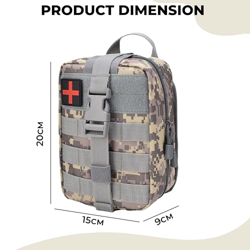 Image of Kraptick Medical MOLLE Pouch | Tactical First Aid Kit Bag | Military Emergency Medical Pouchs | Waterproof & Durable Trauma Kit Pouch | Compact MOLLE Medic Bag for Outdoor, Camping & Survival (Grey)
