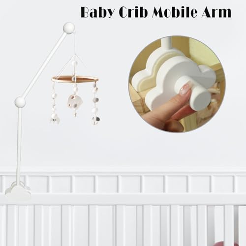 Baby Mobile Hanger, Wooden Cot Holder, Detachable Adjustable Arm for Hanging Crib Mobiles/Wind Chimes Toys, White - Image 2