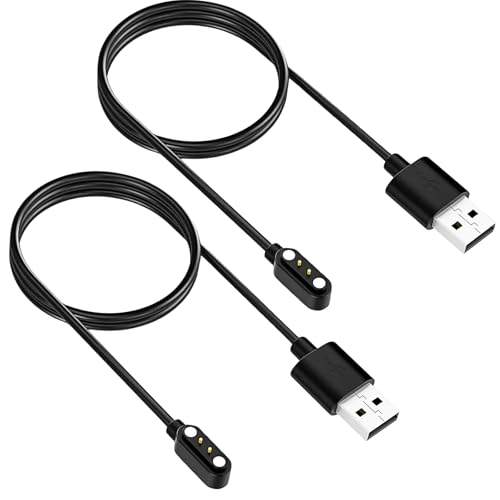 TwinkleHom 2 Pack Charger Cable for VeryFitPro Fitpolo Tozo Smart Watch Magnetic Charging Cable Cord for YAMAY SW021 SW023 SW025 Letsfit ID205L ID205U ID205S Wyze 44mm 47mm (3.3ft/100cm)