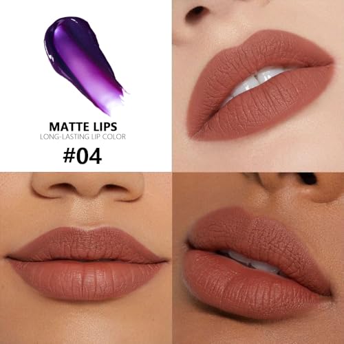 Image of FAFAMOON Neutral Brown Peel Off Lip Stain Tints, Matte Liquid Lipstick Long Lasting Waterproof for Women, High Pigmented Lip Stain Not Faded Non-stick Cup Lipstick Smudge-proof Easy to Apply, 04#