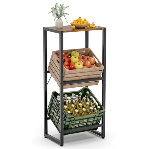 Suhu Getränkekistenregal 2 Kisten Getränkeregal mit Ablage Regal Getränkekisten Küche Kistenregal Wasserkistenregal Bierkistenregal, Speisekammer Abstellraum Balkon Belastbarkeit 150kg Schwarz