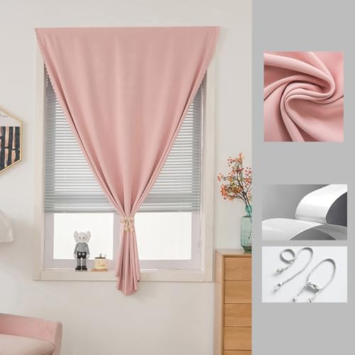 Autohesion Cortina opaca para ventana, protección UV y sol, cortina opaca autoadhesiva con velcro, aislamiento térmico (rosa, 120 x 180 cm)