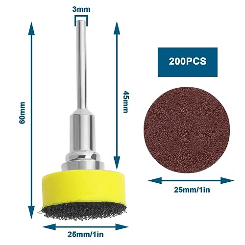Be In Your Mind 200PCS Sanding Disc 1 Inch 25mm Hook and Loop Sandpaper with 1/8 Inch Shank Backing Pad for Polishing Metal Wood 80/100/180/240/600/800/1000/1200/2000/3000 Grit - Image 4