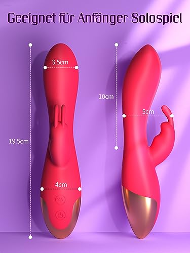 Vibratoren für Sie Klitoris und G-punkt Vibrator Sexspielzeug Leise, 2 in 1 Erotik Sex Spielzeug für die Frau Extrem Sex Toys, Vibration für frauen und Paare mit 9 Vibrationsmodi Dunkelrot Anal Dildo – Bild 5