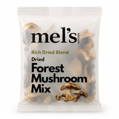 Mels Kitchen Dried Forest Mushroom Mix 50g Gourmet Wild Mushroom Blend Porcini Oyster & Shiitake Perfect for Risotto Pasta & Sauces