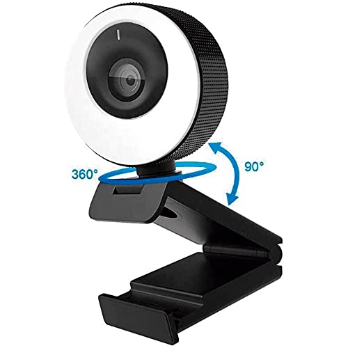 Webcam WB PRO Com Luz Ring Light 60 FPS Full HD 1080p 3 Temperaturas Tampa de Privacidade Magnética