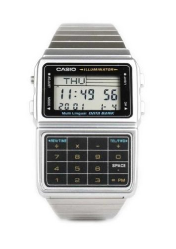 Casio DBC611-1 Mens Stainless Steel Databank Calculator Watch 5 Alarms Stopwatch