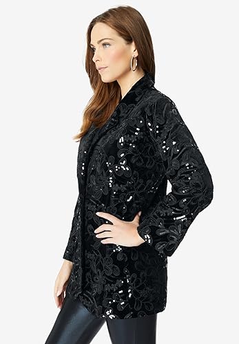 Roaman's Women's Plus Size Statement Sequin Blazer3