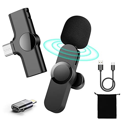 Micro Cravate Sans Fil pour Smartphone USB C,2.4GHz Mini Micro Android Telephone Portable,Wireless Lavalier Microphone Professionnel pour YouTube TikTok Vlog, Petit Micro Sans Fil,Bluetooth non Requis Cover