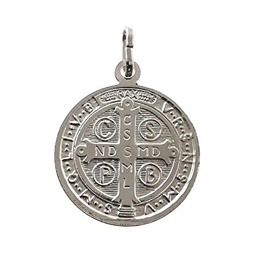 Medalla San Benito 925 plata 20mm unisex doble cara