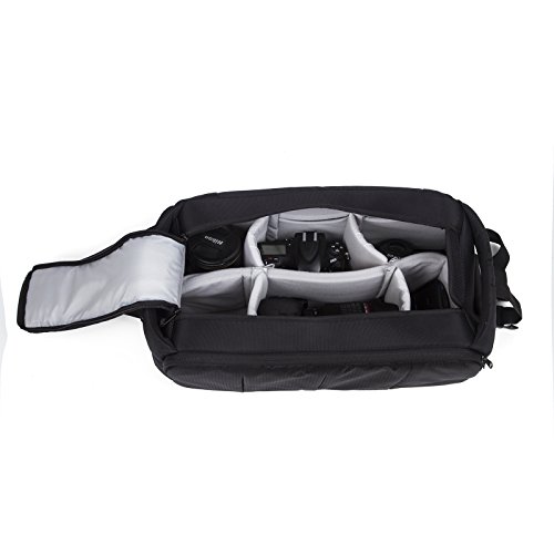 Large Digital SLR DSLR Camera Bag Camera Luggage Case and Camcorder Bag, Video Camera Case Tote Bag (Black)