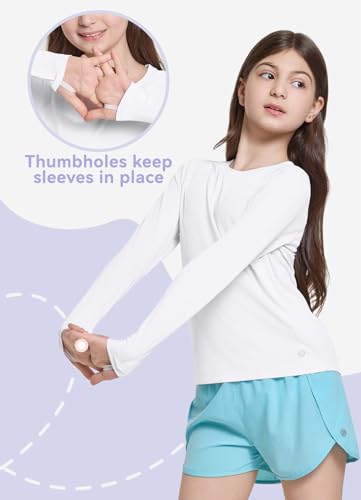 baleaf Girl's Rash Guard Swim Shirts Sun Shirt UV Long Sleeve Tops Quick Dry Lightweight UPF 50+ Clothing3