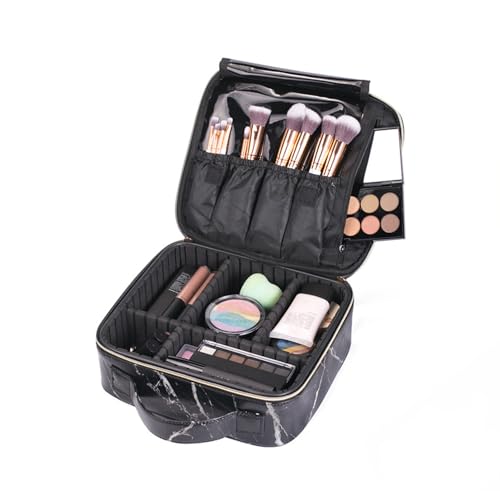 Malette de maquillage marbre compartimentée trousse rangement cosmétique