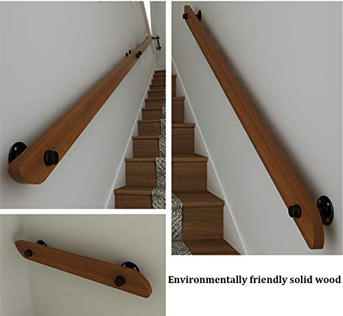 Rampe d'escalier murale en bois 1.8m avec kit de fixation - 6