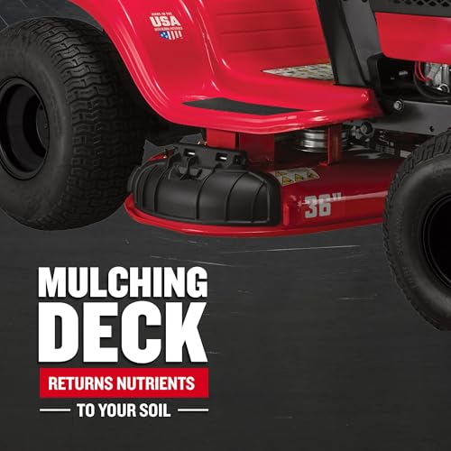Image of CRAFTSMAN 36 inch Gas Riding Lawn Mower with 11.5 HP* Briggs and Stratton Single-Cylinder Engine, Gas Lawn Tractor with 7-Speed Transmission, Red /Black (13AC77XYA93)