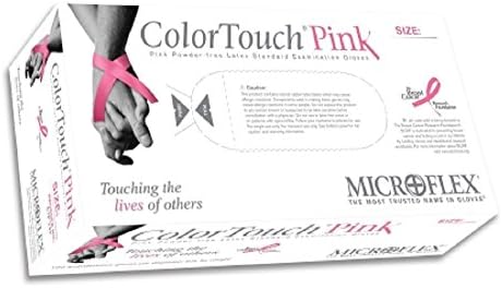 MicroFlex Color Touch Pink Latex Gloves - Support Breast Cancer Funding - 1 Box OF 100 Gloves - X-Small