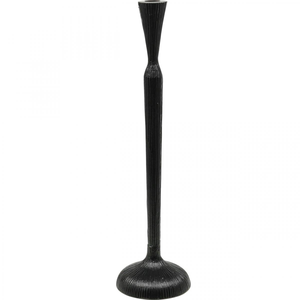 Eleganter Kerzenständer Schwarz Metall - Kerzenhalter 46cm Hoch - Deko-Kerzenständer - Stilvolle Tischdeko für Stabkerzen Ø12cm