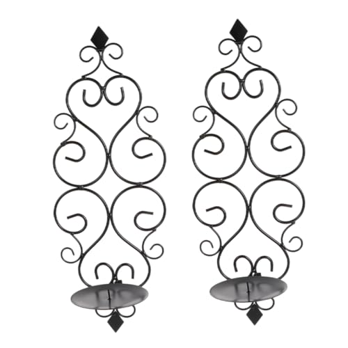 UKCOCO 2 Piezas Candelabros de Pared de Hierro Forjado de Soportes para Velas Decorativos Vintage para Sala y Dormitorio