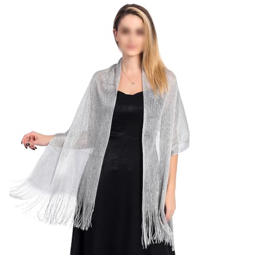 Large Sparkle Shawl Formal Shawl and Wrap Wedding Dress Shawl Party Shawl Scarf Elegant Bride Shawl Dressy Shawl Wrap Light Gray2