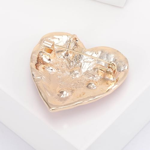 Image of Fashionable Rhinestone Enamel Love Brooch for Women Heart Brooch Dress Suit Pin Accessories Valentine's Day Gift