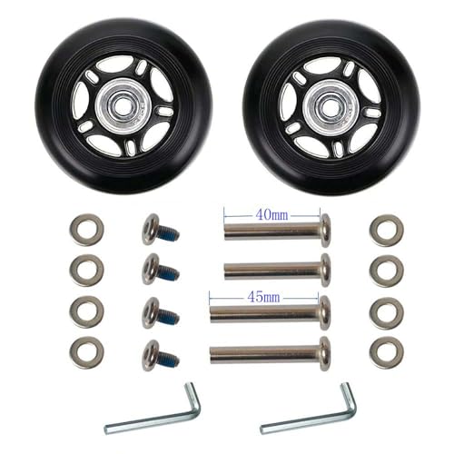 1 Pair/2pcs Luggage Suitcase Replacement Wheels 60mm/70mm/72mm/75mm/87mm/94mm/100mm, Rubber Swivel Caster Wheels 6mm Bearings Repair Kits (OD90xThk24mm/3.54x0.94in)