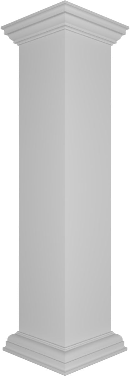 10"W x 48"H Corner Newel Post with Panel, Peaked Capital & Base Trim (Installation kit Included)