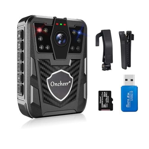 ONCHEER 1080P Body Camera, with 64G Kingston TF Card Shoulder &...