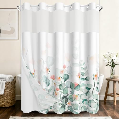 NAEMBCU No Hook Shower Curtain and Snap in Liner Set,