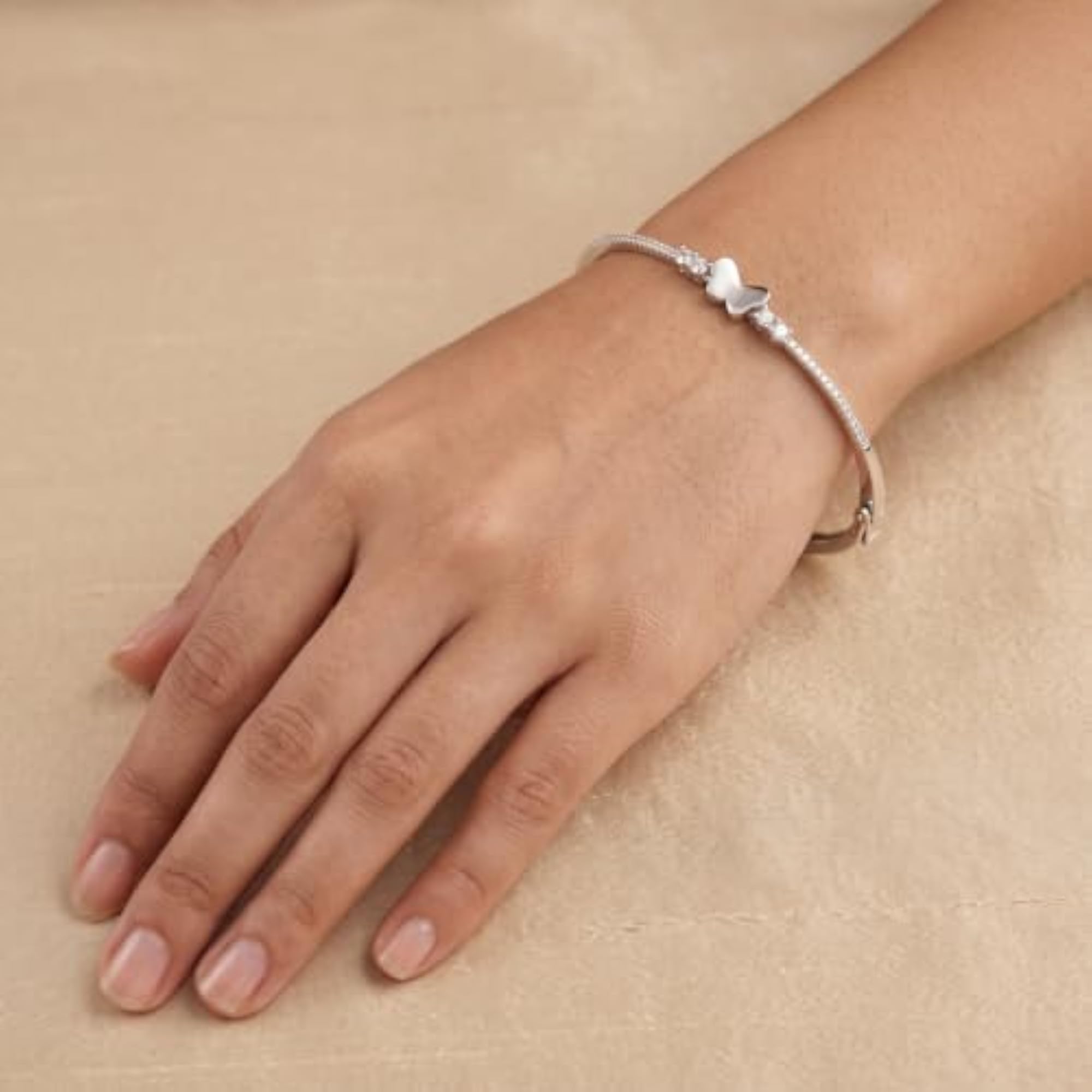 925 Sterling Silver Butterfly Kada, Adjustable Gift for Women