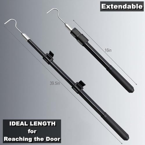 Image of Extendable Attic Pull Down Hook, Ladder Door Stairs Puller System Kit Rod Pole, Replacement for Ropes Cord String with Stainless Steel Ring Handle
