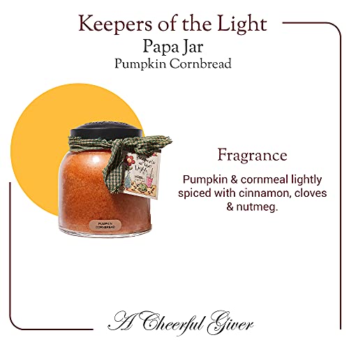 A Cheerful Giver - Pumpkin Cornbread - 34Oz Papa Scented Candle Jar With Lid - Keepers Of The Light - 155 Hours Of Burn Time, Gift For Women, Orange #TOP3