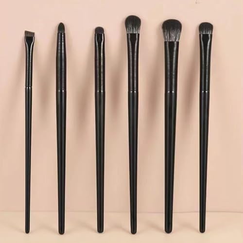 Red Square Makeup Eye Brush Set 6 pcs Smudg, Highlight, Eye Tail Tinting, Eyebrow, Eyeshadow Spreading, Lip, Easy to Clean, Professionals (BLACK GOLD SILVER) (936)