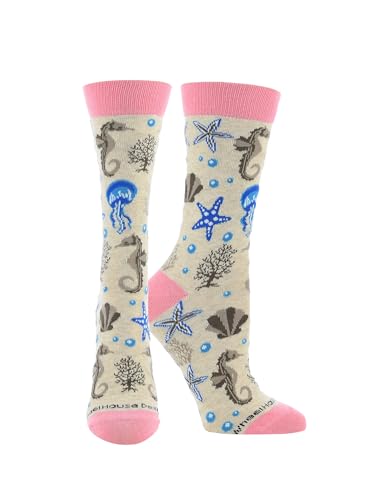 Image of WHD Ocean & Sea Life Crew Socks for Women & Men | Fun Animal Socks, Nature Lover Gift