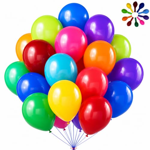 Tamodan 100 PCS Balloons (10 colors), 12 Inch Balloons Assorted Colors for Birthday Party Decorations, Kids Party, Wedding.